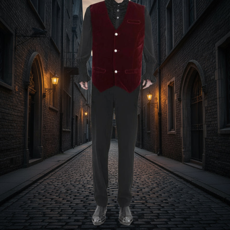 Men's Red Velvet Vest Waistcoat Gothic Steampunk Victorian/Wedding /Prom Vest
