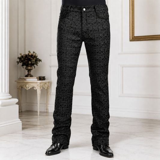 Men Trousers Pants Black Brocade Steampunk VTG Vintage Gothic Victorian