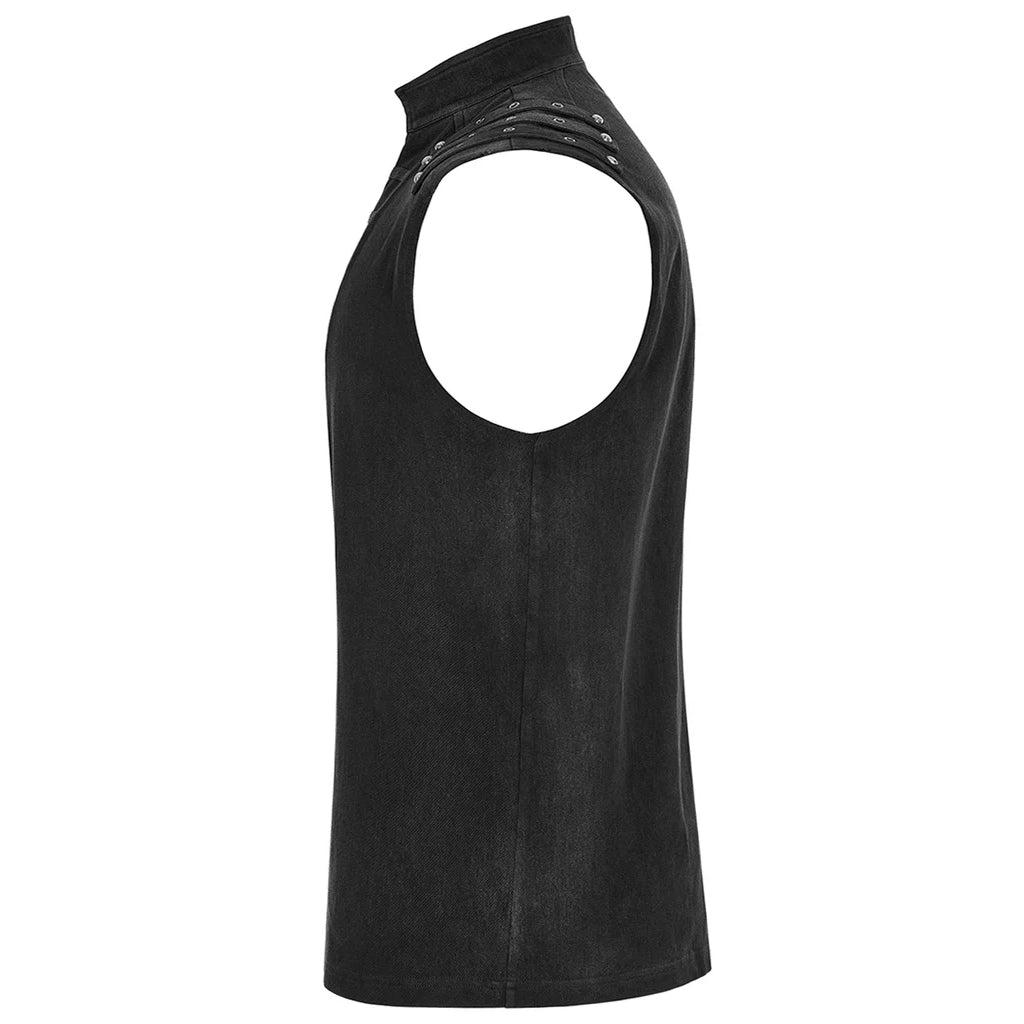 Gothic Mens Dark Gothic Zip Up Tank Top Vest