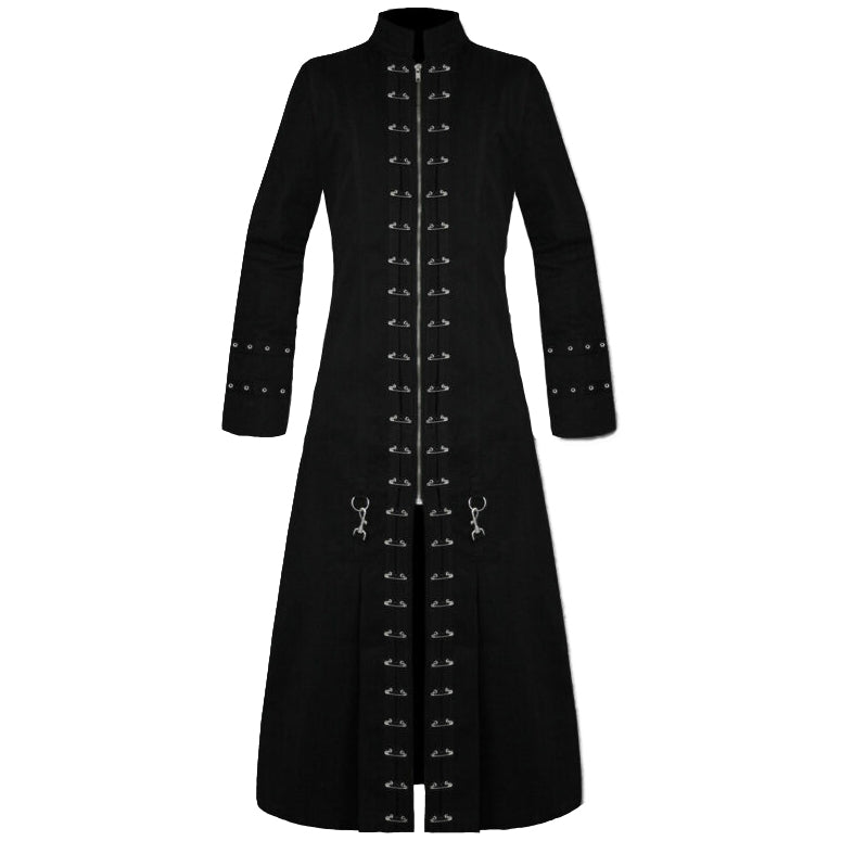 Goth Punk Pinhead Vampire Jacket Trench Coat Black Gothic Cosplay Trench Coat