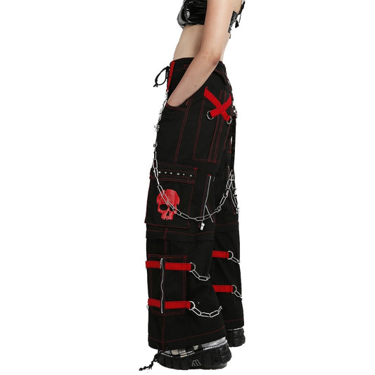 Gothic Bondage Black/Red Big Skull Women Pant Alternative Punk Rock Emo Trouser Pant Shorts/USA