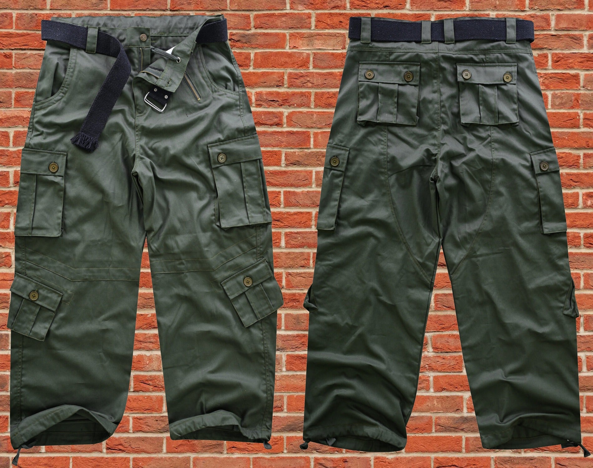 AKARMY Men's Cotton Casual Military Army Camo Combat Work Cargo Pants with 8 Pockets