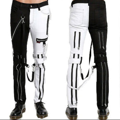 Prime Quality Men Gothic Bondage Gents Pant Black White Cotton Pants Pant Rock Hard Trouser Heavy Weight Pant Emo/ Pants