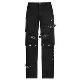 Men Gothic Bondage Pant Rock Hard Loose Punk Pants Detachable Uniform Trousers