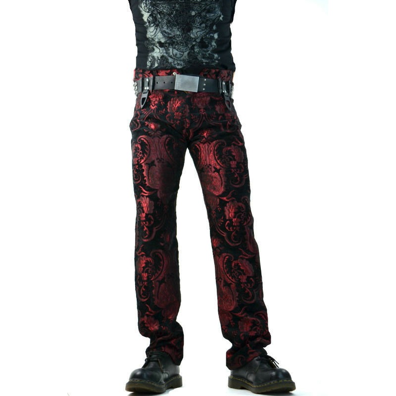 TAPESTRY VICTORIAN VAMPIRE DRACULA GOTHIC STEAMPUNK PIRATE RED/BLACK PANTS