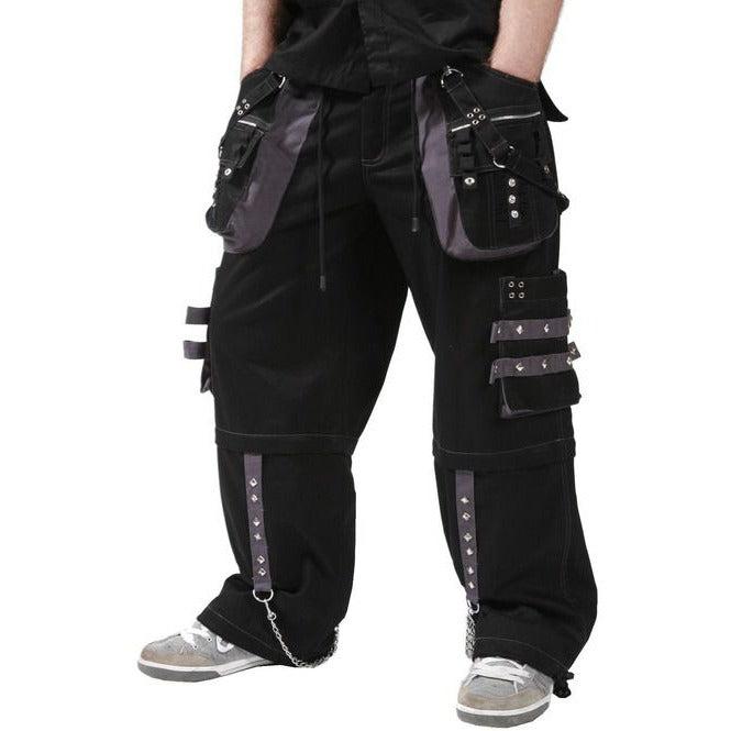 Gothic Men's Black Grey Men Trousers Gothic Cotton Studs Metal Punk