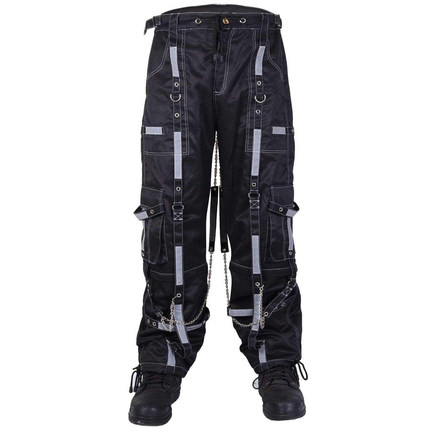 Gothic Bondage Reflective Men Pant Alternative Punk Rock Emo Trouser Pant Shorts