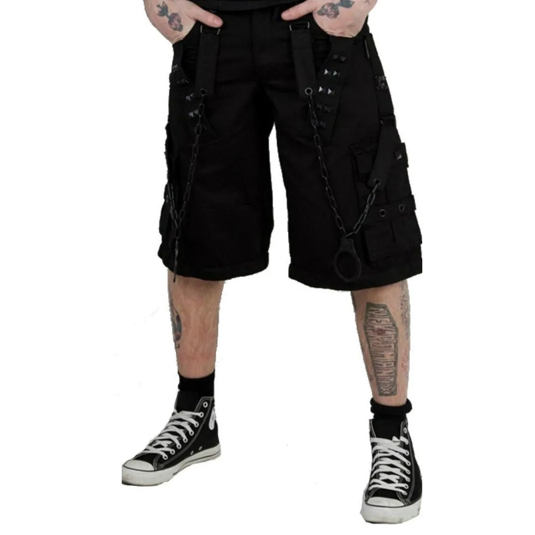 Prime Quality Handmade Gothic Bondage Black Skater Men's Short Alternative Punk Rock Emo Shorts/USA