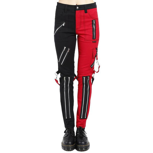 Women's Handmade Chains Split Leg Rhinestones Gothic Punk Emo Tripp Pants Straps Pants