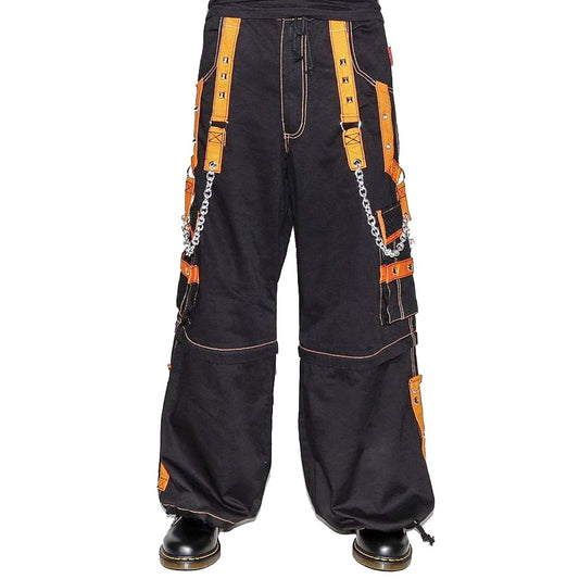 Men Extreme Bondage Skater Black/Orange Gothic Punk Rocker Cyber Goth Steam punk Biker Pant