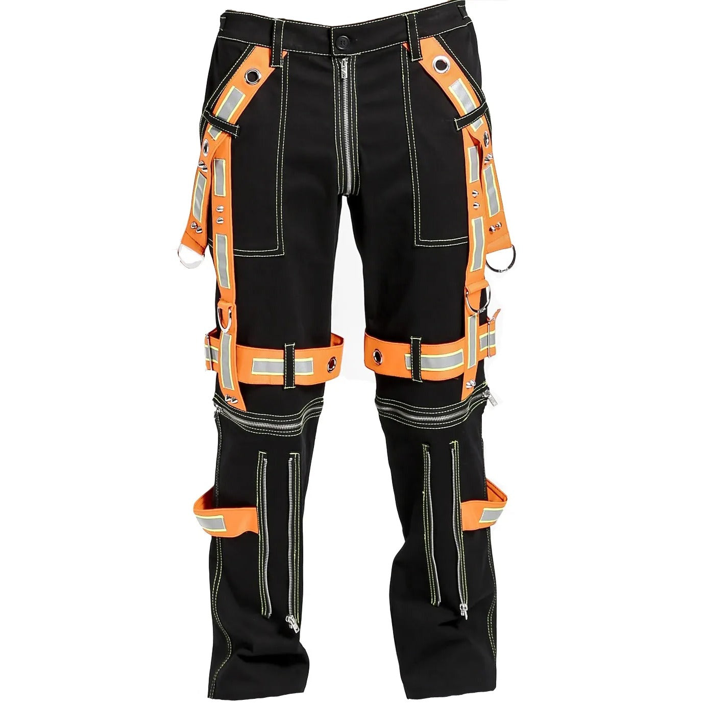 Men's Gothic Bondage Reflective Men Pant Alternative Punk Rock Emo Trouser Pant Shorts