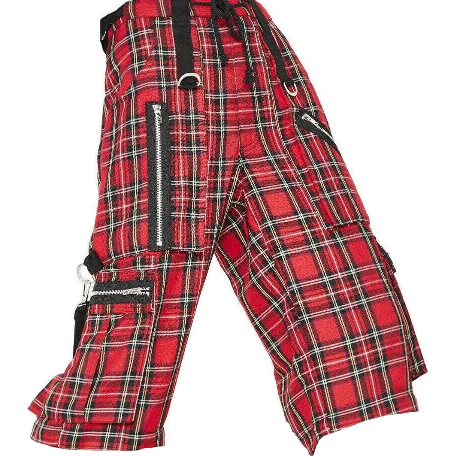 Gothic Bondage Red Plaid Men's Alternative Punk Rock Emo Shorts