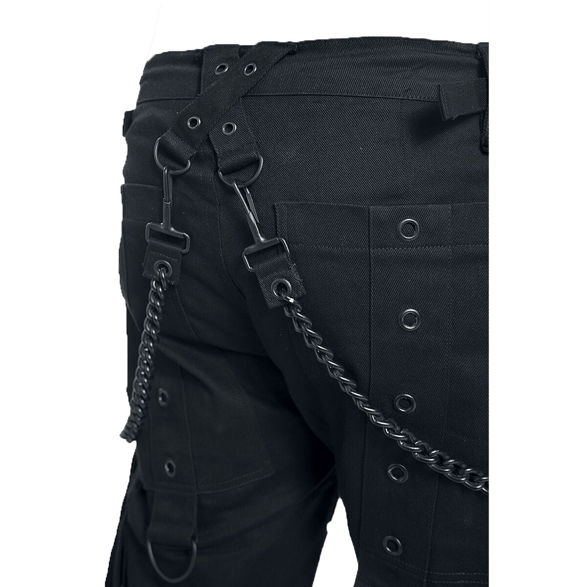 Gothic Bondage Cargo Rock Black Punk Buckle Zips Chain Strap Trousers Emo/ Pants