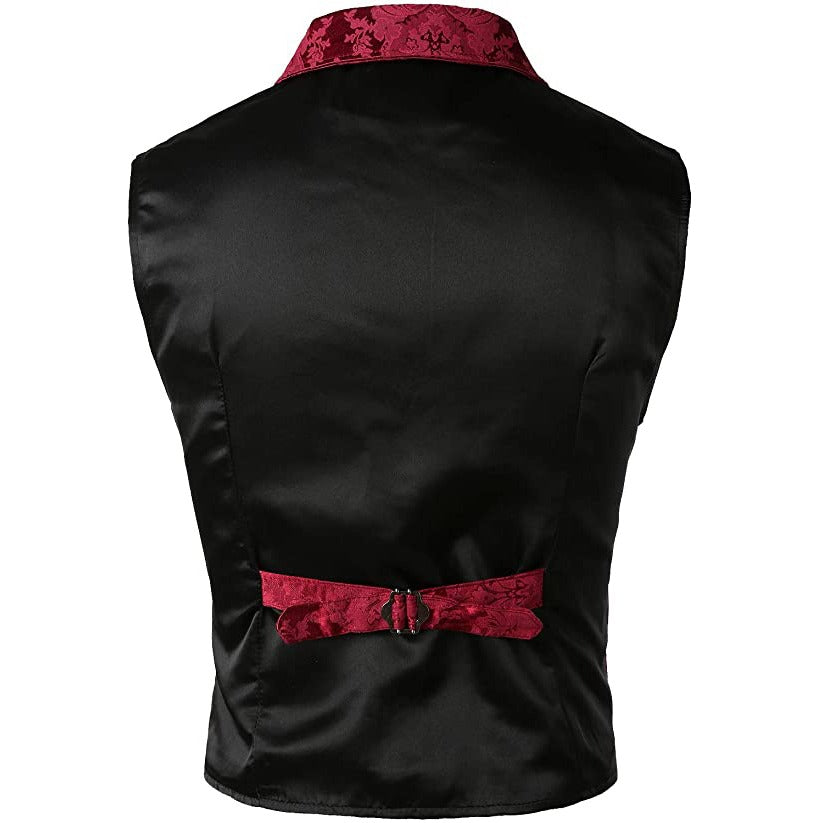 Handmade Red Men's Victorian Suit Gentleman Vest Steampunk Gothic Waistcoat/Usa