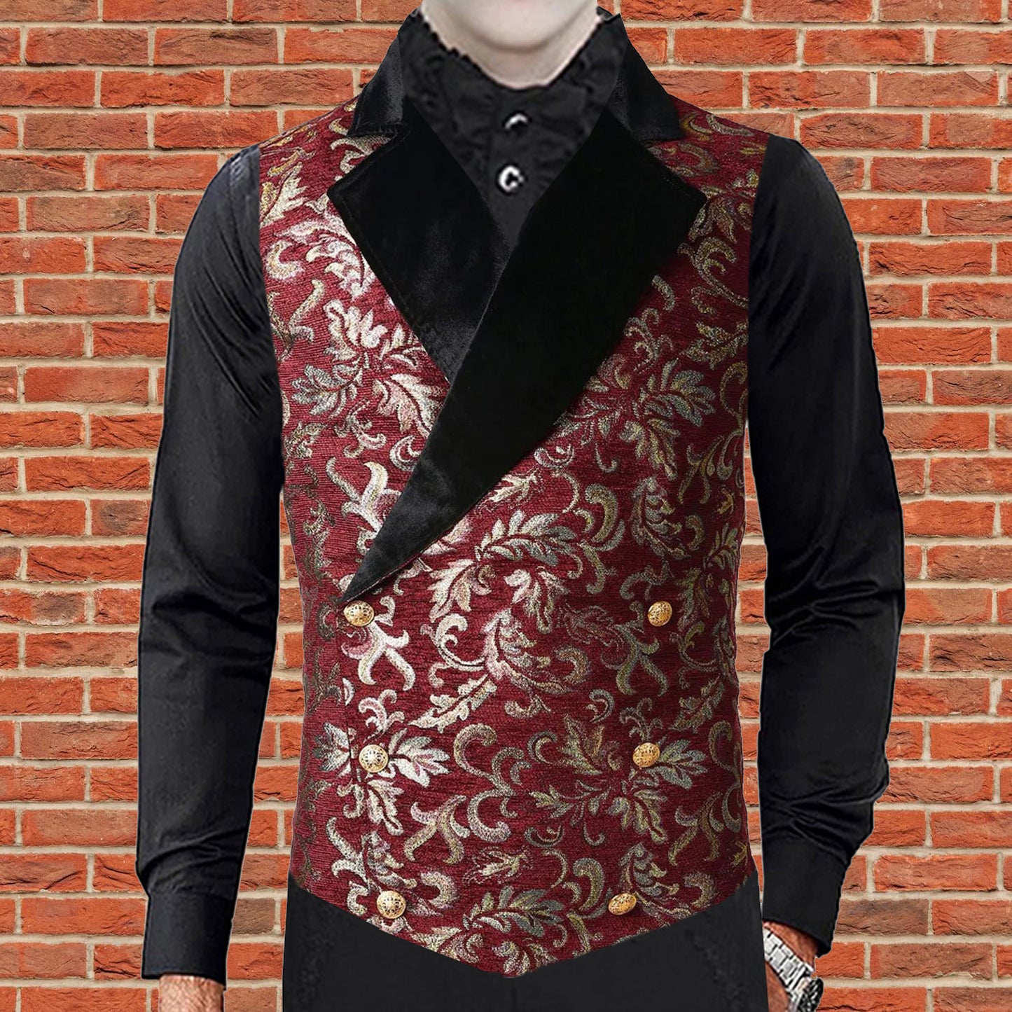 Gothic Men's Victorian Double Breasted Vest Gothic Steampunk Waistcoat