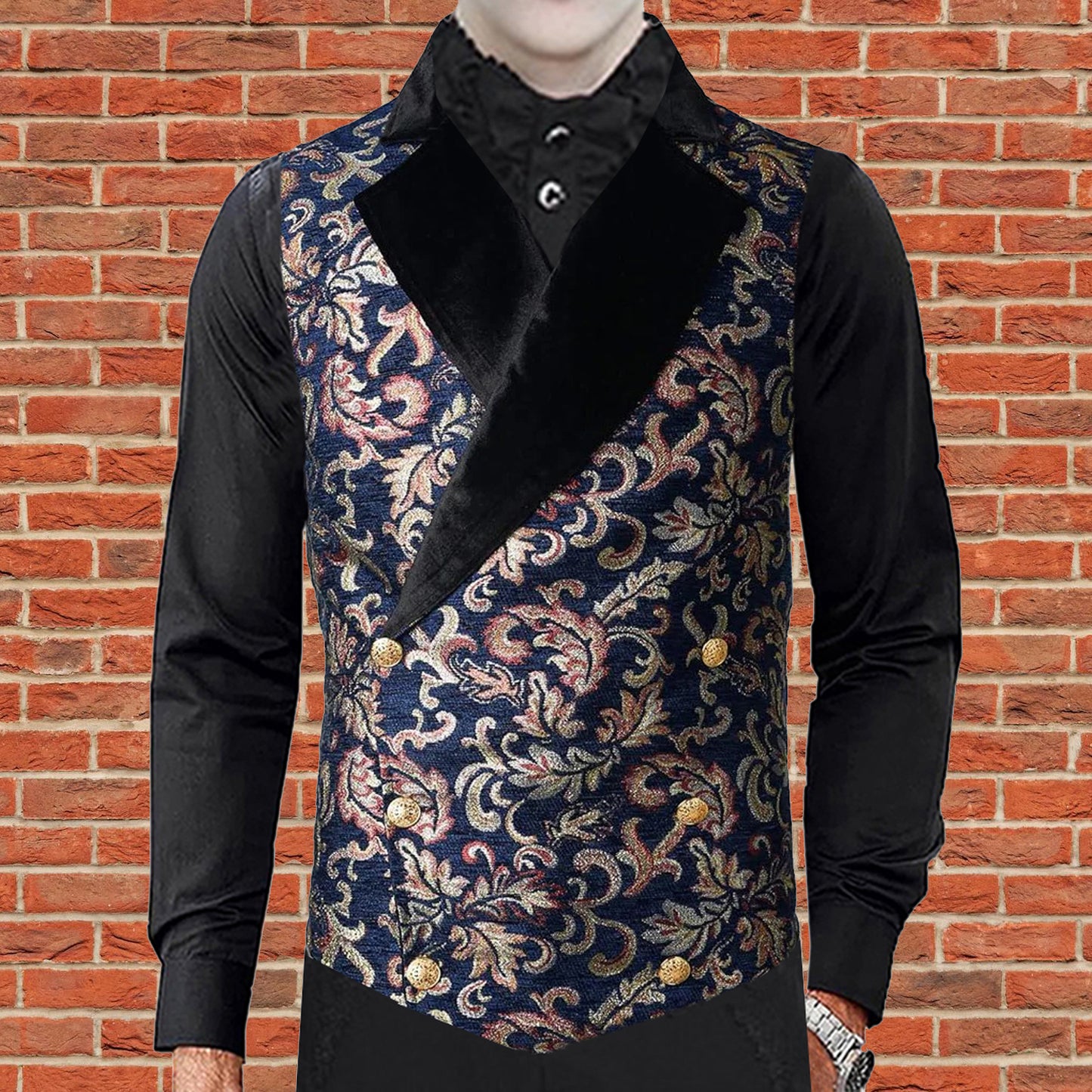 Gothic Men's Victorian Double Breasted Vest Gothic Steampunk Waistcoat