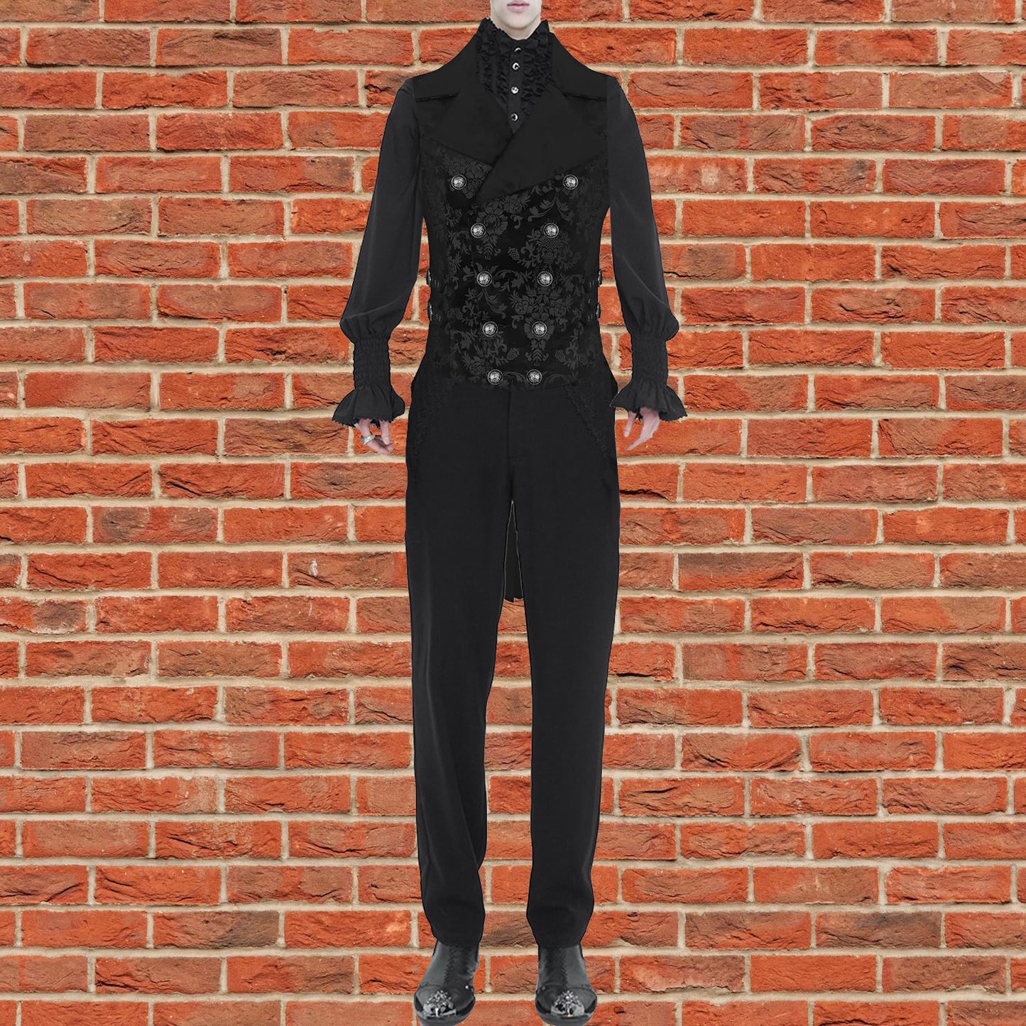 Gothic Punk Rave Arcana Men's Tailcoat Vest Black Grey