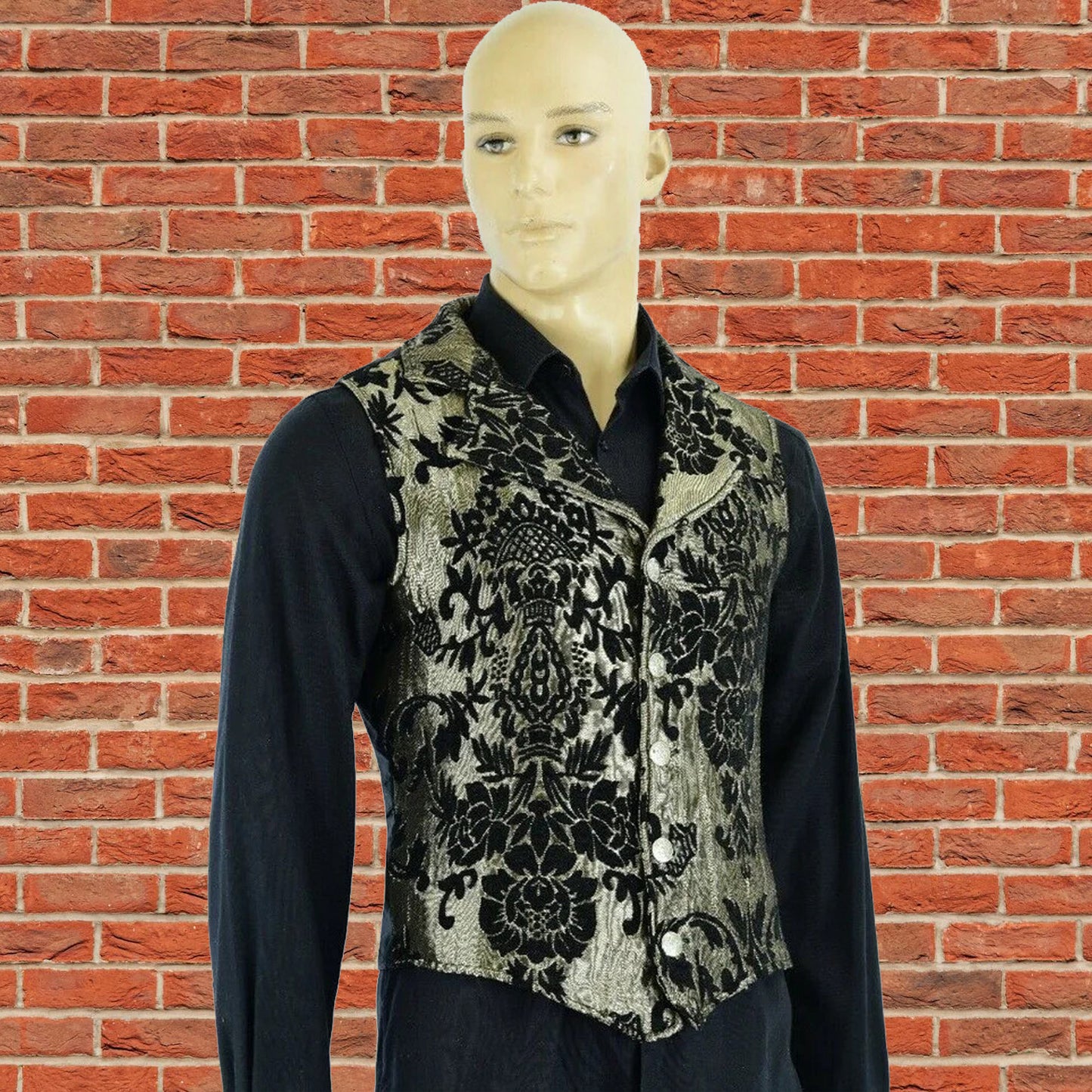 Victorian Gentleman's Aristocrat Vest Tapestry Stylish Casual Vest Gold