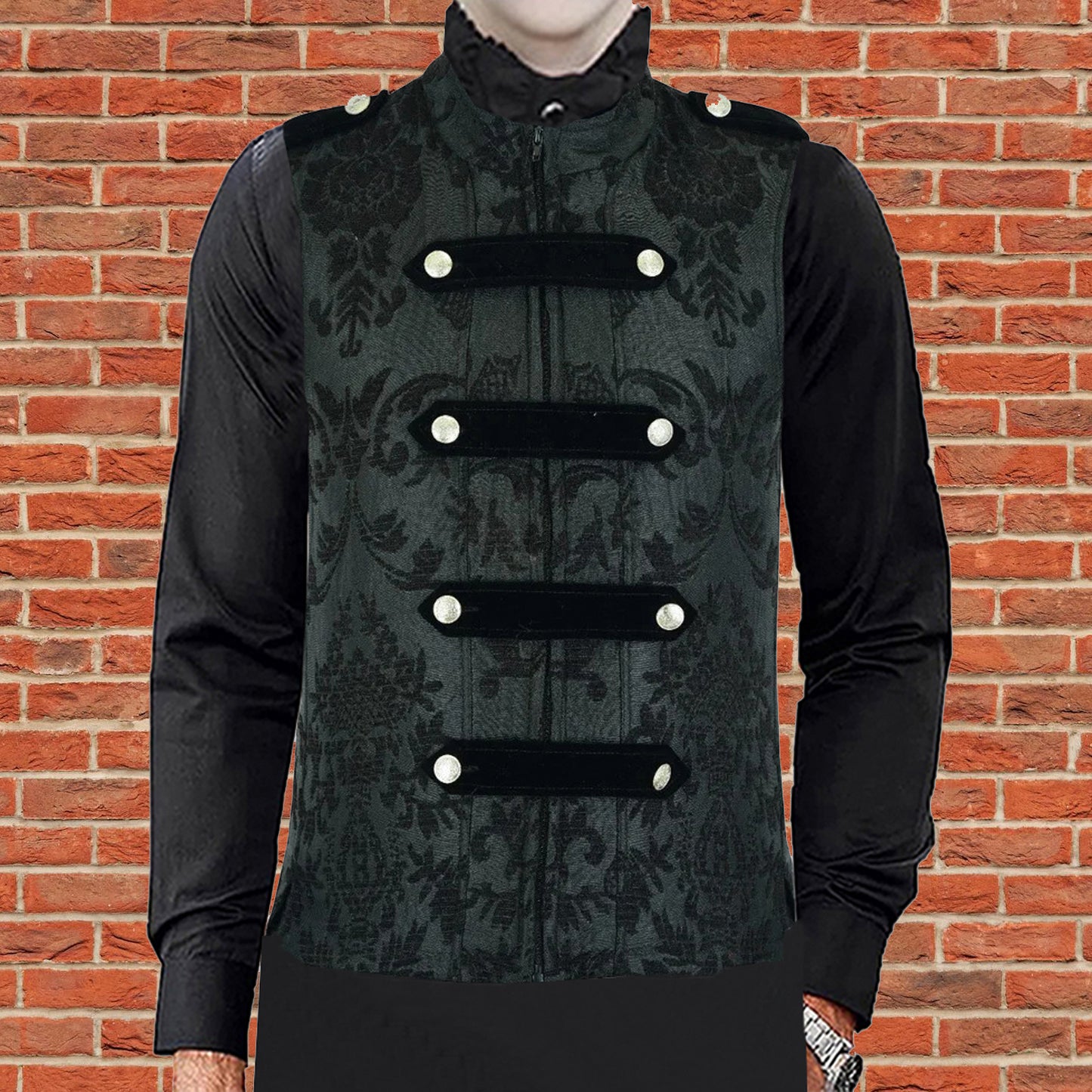 Dark Rock Black Vest Gothic Jacket Military Uniform Rock Band Vest Goth Steampunk