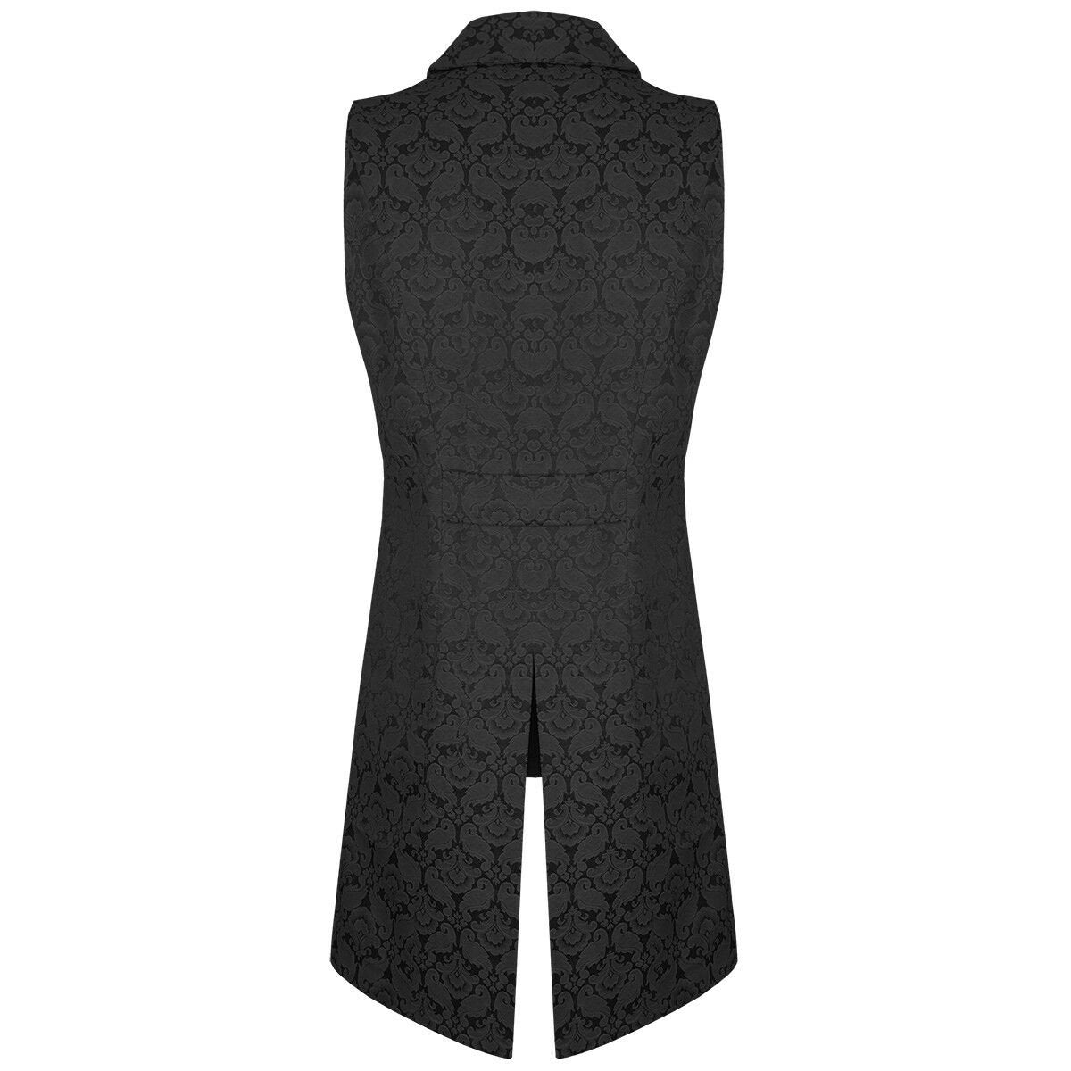 Men's Double Breasted Governor Vest Waistcoat VTG Black Brocade Gothic Steampunk/SOA