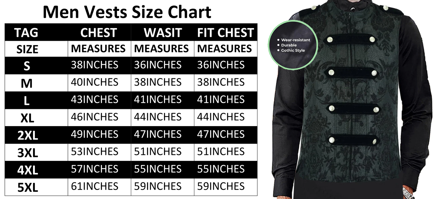 Dark Rock Black Vest Gothic Jacket Military Uniform Rock Band Vest Goth Steampunk