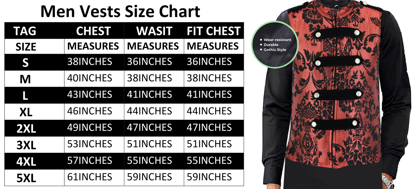 Dark Rock Red Vest Gothic Jacket Military Uniform Rock Band Vest Goth Steampunk