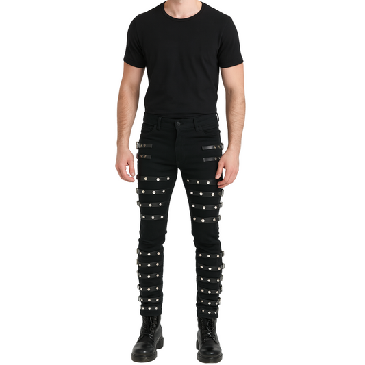 Men Gothic Bad Concert Black Metal Pant Rock Hard Trouser Heavy Pants