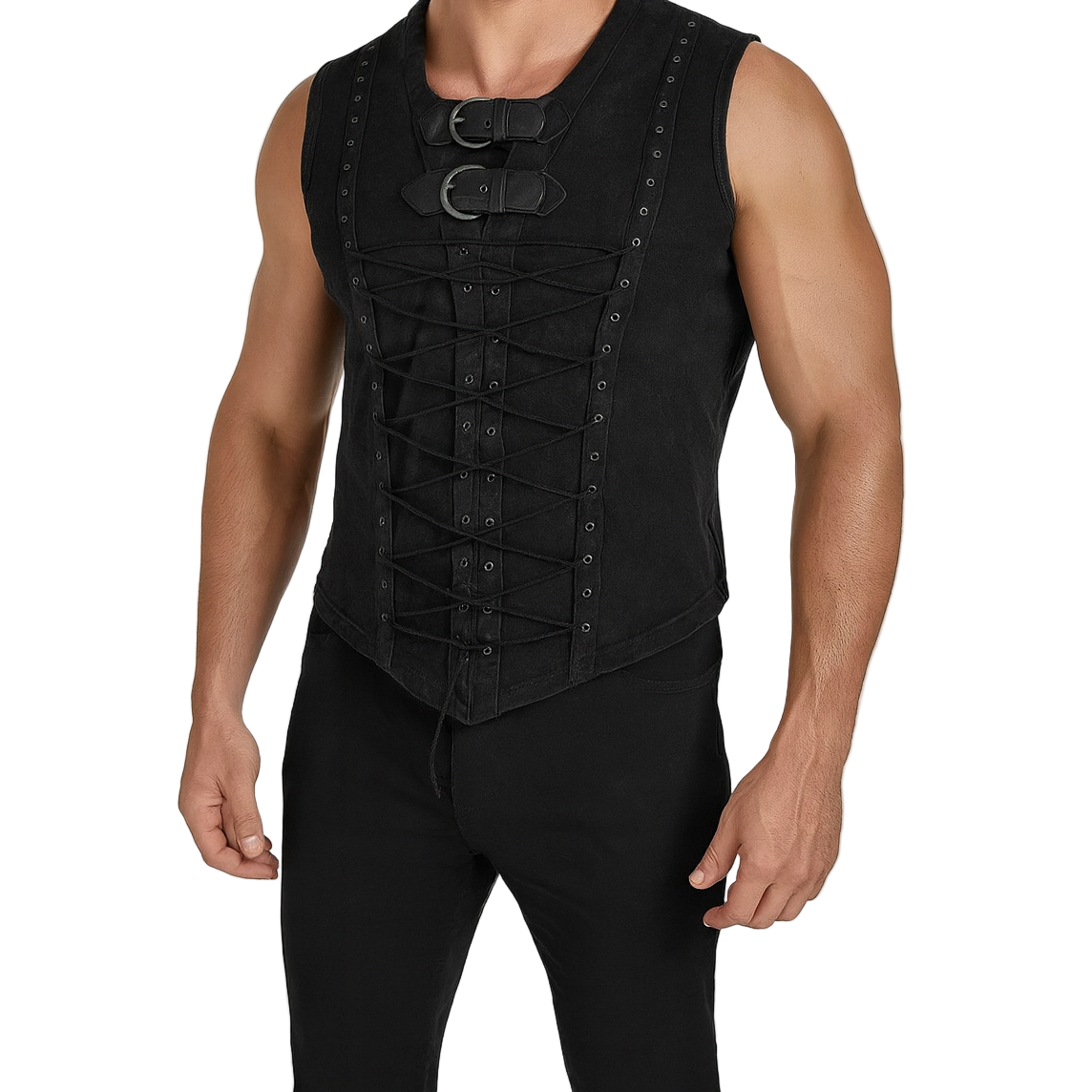Men T-Shirt Steampunk Gothic visual Vest Tank Top Sleeveless Black Shirt