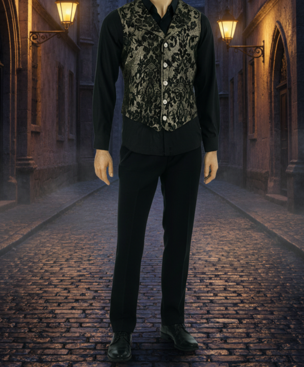 Victorian Gentleman's Aristocrat Vest Tapestry Stylish Casual Vest Gold