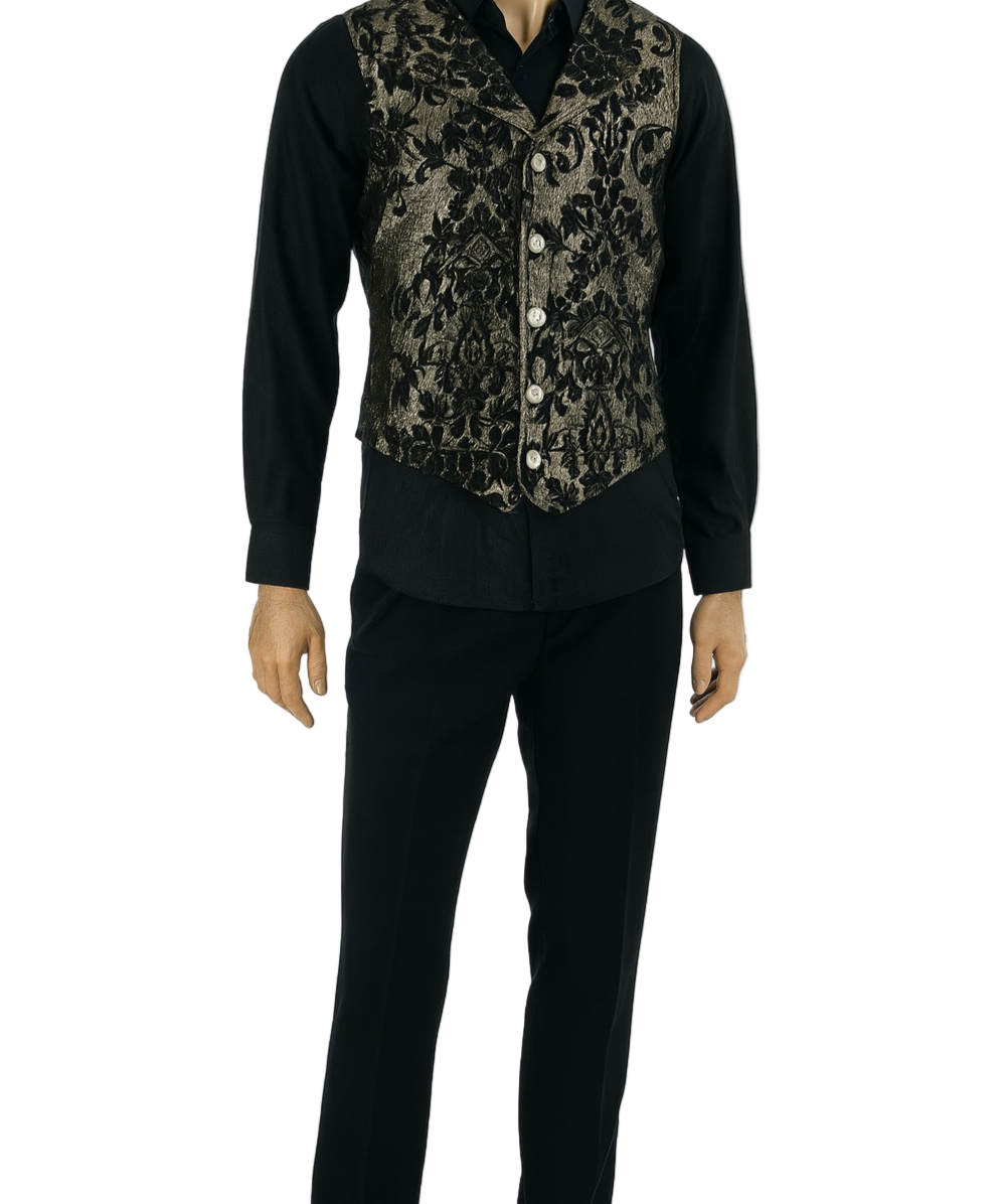 Victorian Gentleman's Aristocrat Vest Tapestry Stylish Casual Vest Gold