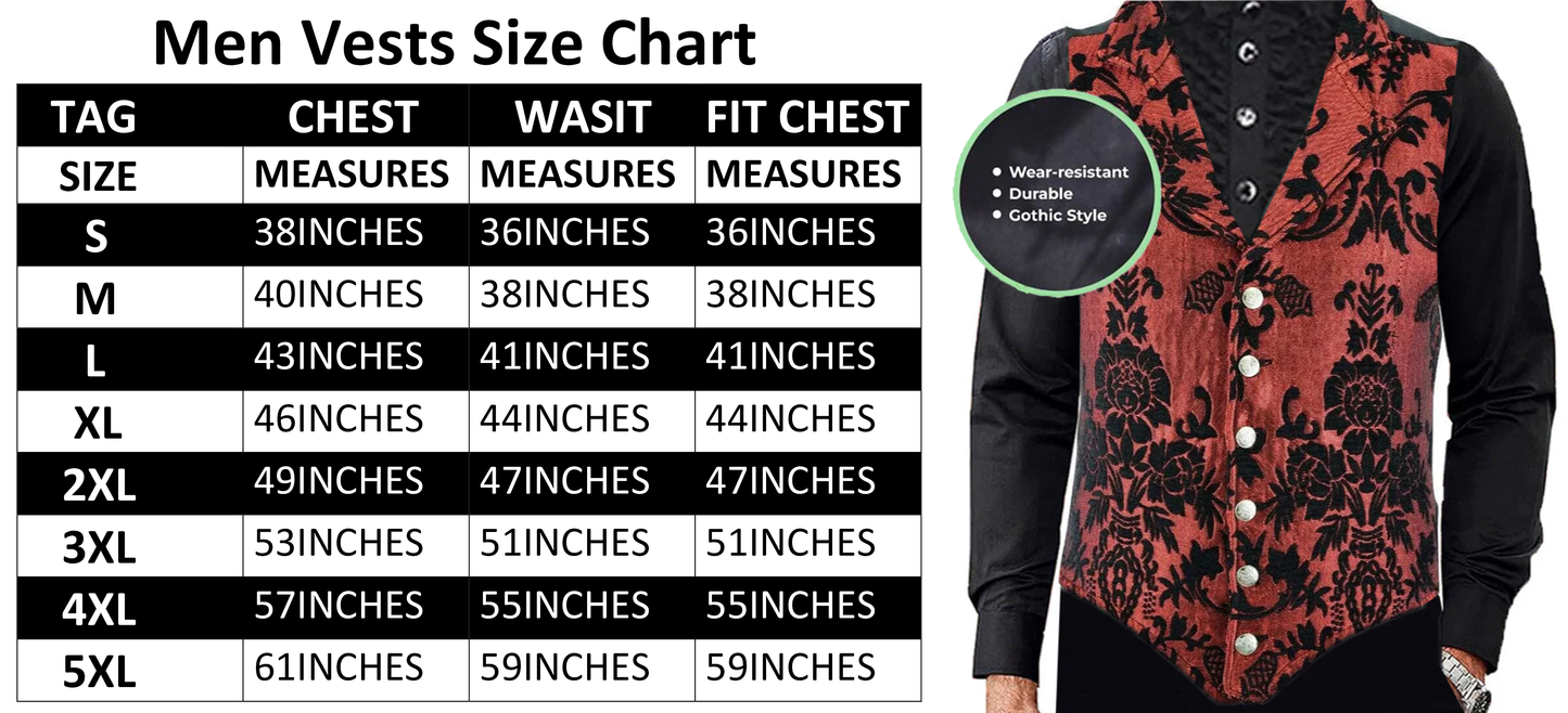 VICTORIAN GENTLEMAN'S ARISTOCRAT VEST TAPESTRY STYLISH CASUAL VEST RED