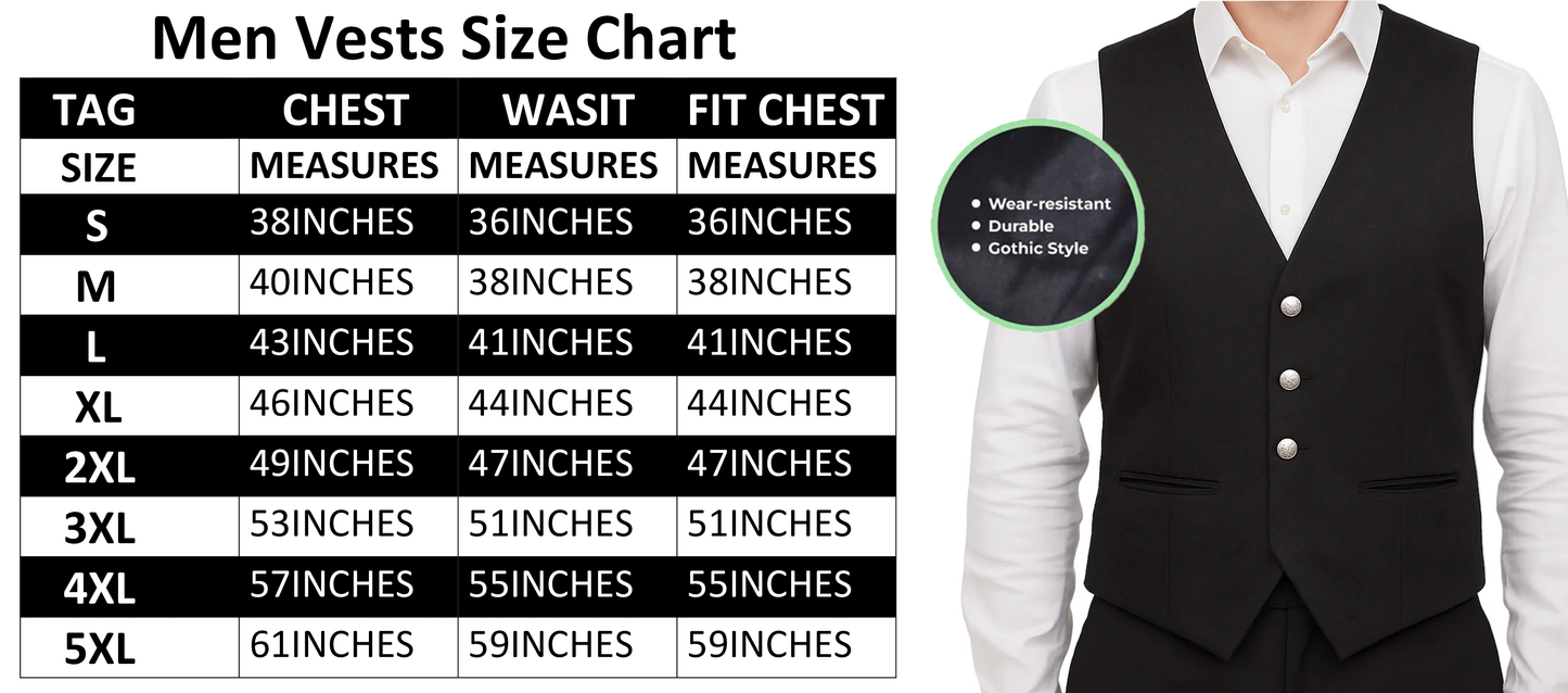Gothic Rock Men's Victorian Single Breasted Brocade Vest Regency Waistcoat