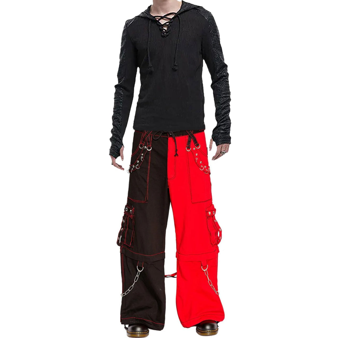 Men Bondage Trouser Punk Rock Transformer Baggy Black Split Leg Pants Emo