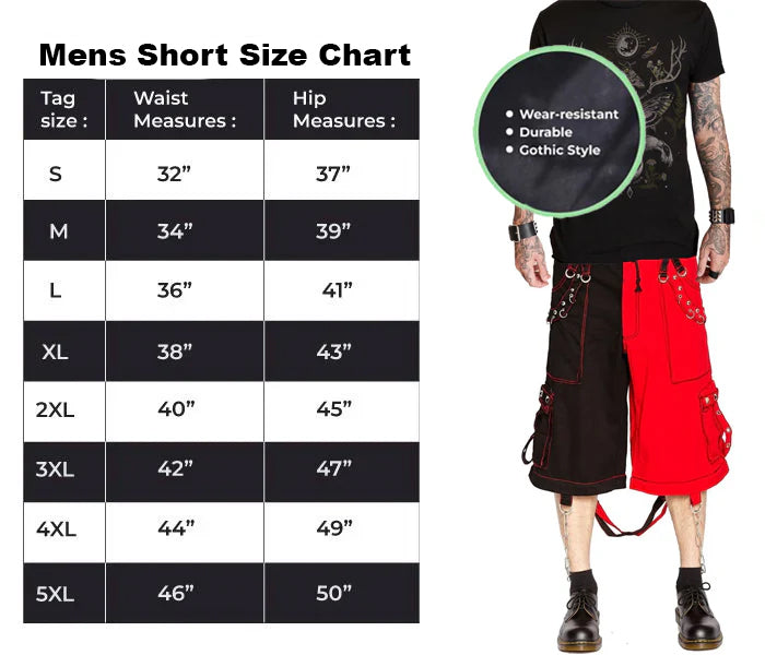 Mens Bondage Trouser Punk Rock Transformer Baggy Black Split Shorts Emo