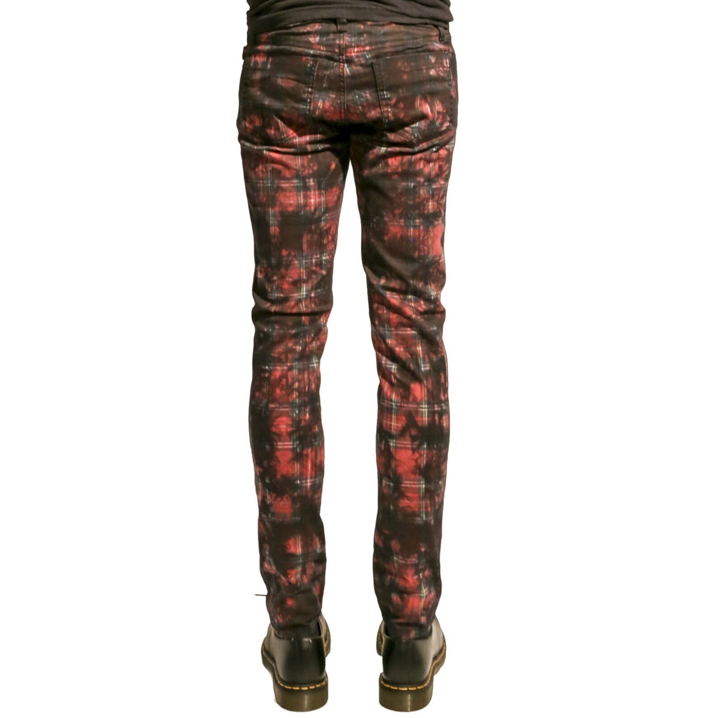 Gothic Red Tartan Plain Vintage Punk Buckle Zips Chain Strap Trousers Trip Pant