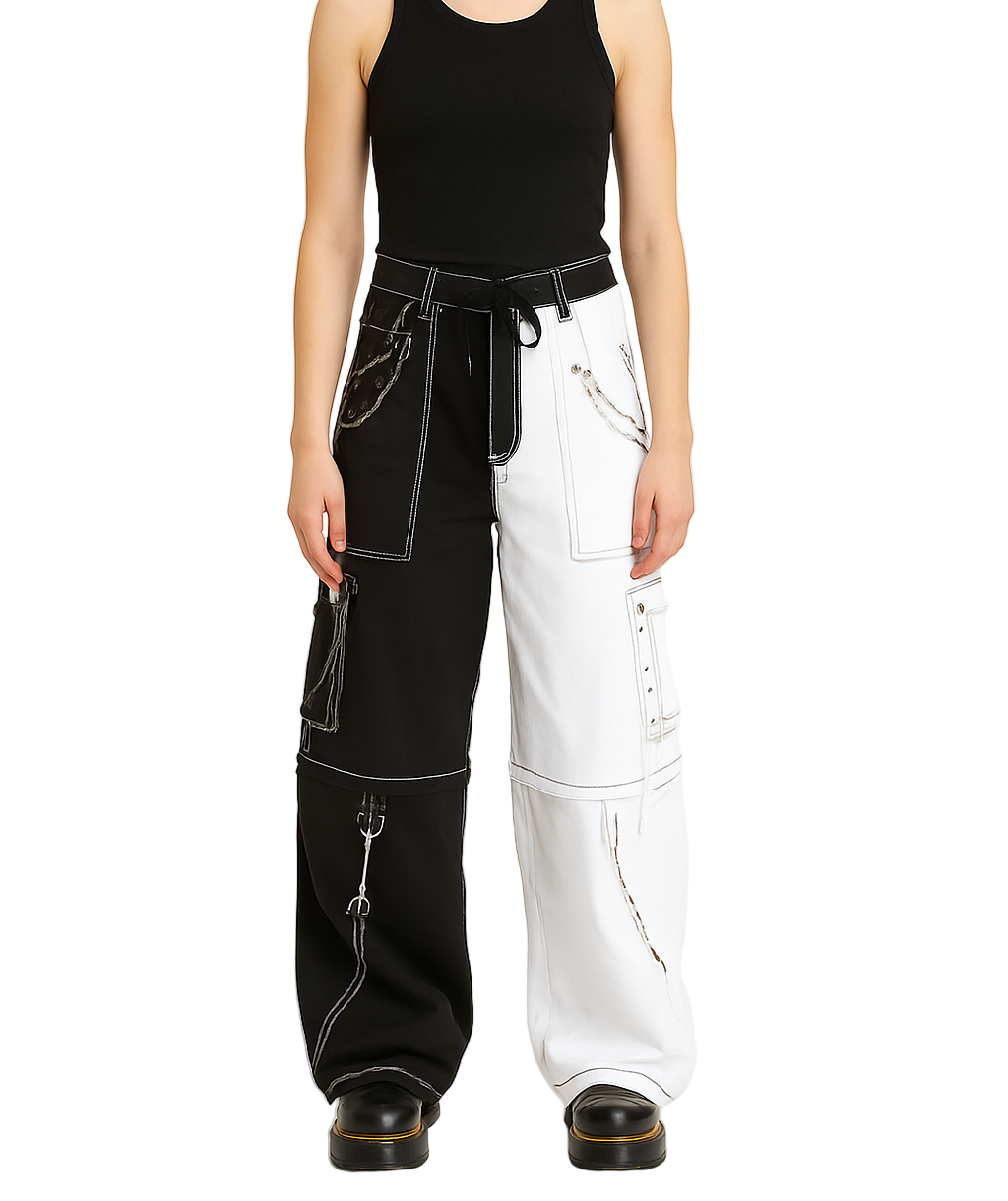 Gothic Bondage Men's Pant Alternative Punk Rock White Emo Trouser Pant Shorts