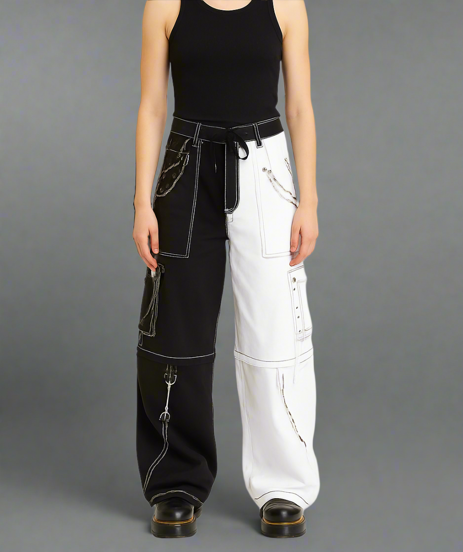 Gothic Bondage Men's Pant Alternative Punk Rock White Emo Trouser Pant Shorts