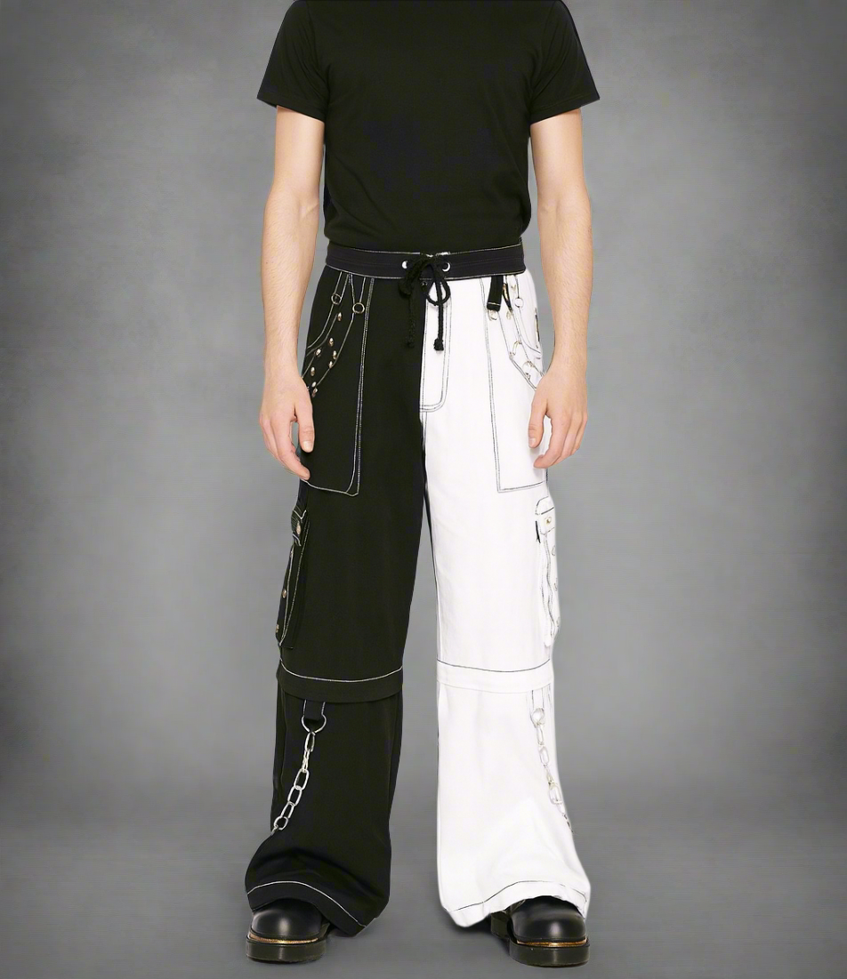 Gothic Bondage Men's Pant Alternative Punk Rock White Emo Trouser Pant Shorts