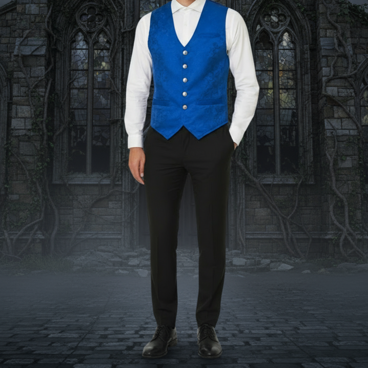 Brocade Men's Vest Waistcoat Gothic Steampunk Royal Blue Vest Victorian/Western-Reenactment/Usa
