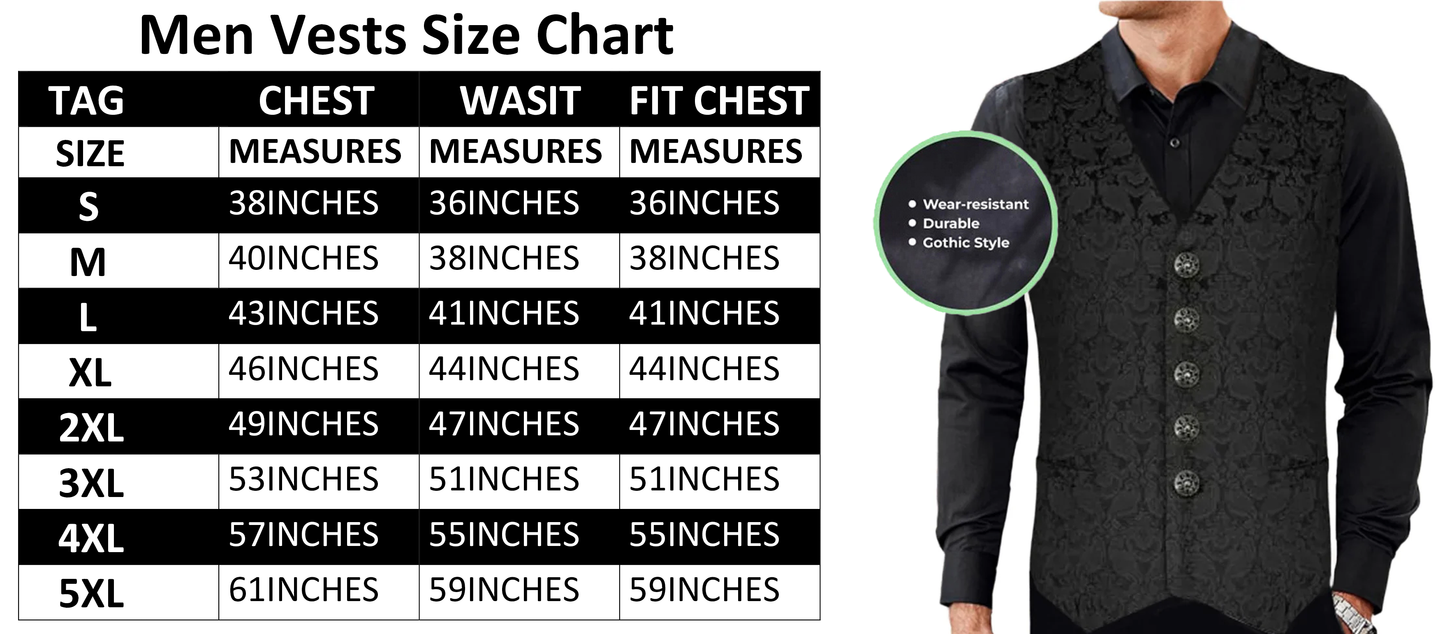 New Brocade Men's Vest Waistcoat Gothic Steampunk Victorian/Western-Reenactment