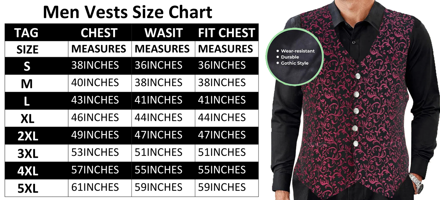 Premium Men's Designer Stylish Casual Brocade Maroon Vest /USA Sizes