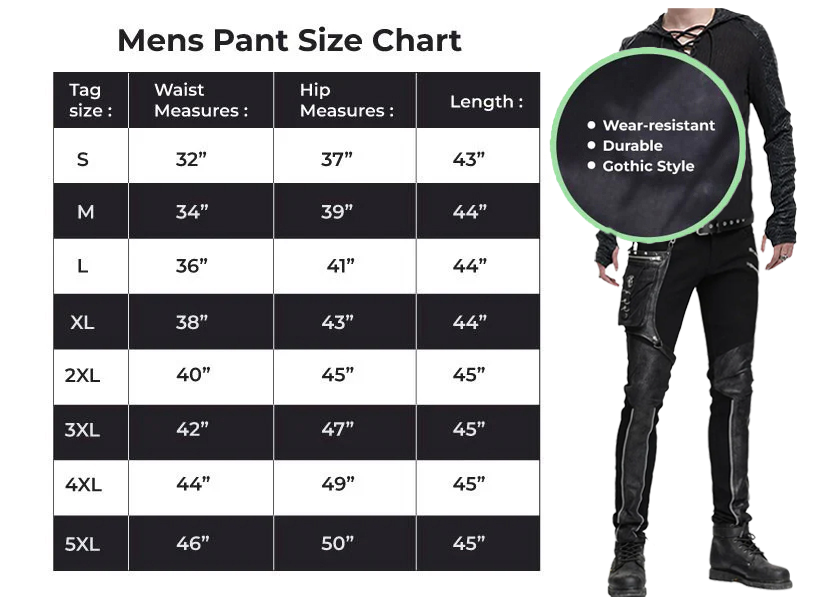 Devil Fashion Men Diesel punk Pants Jeans Black Gothic Punk Faux Leather Hip Bag