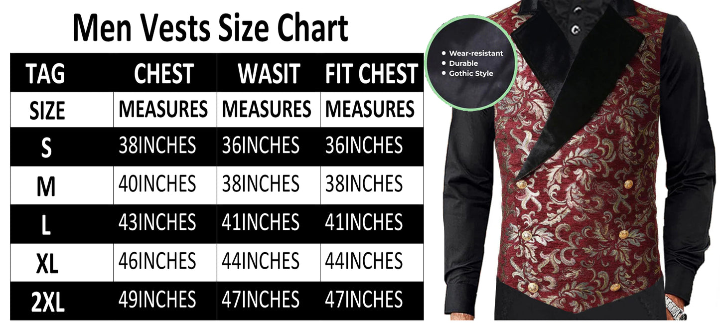 Gothic Men's Victorian Double Breasted Vest Gothic Steampunk Waistcoat