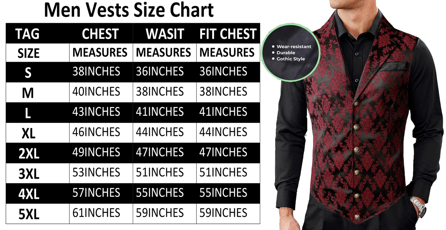 Gothic Men's Victorian Suit Vest Steampunk Waistcoat