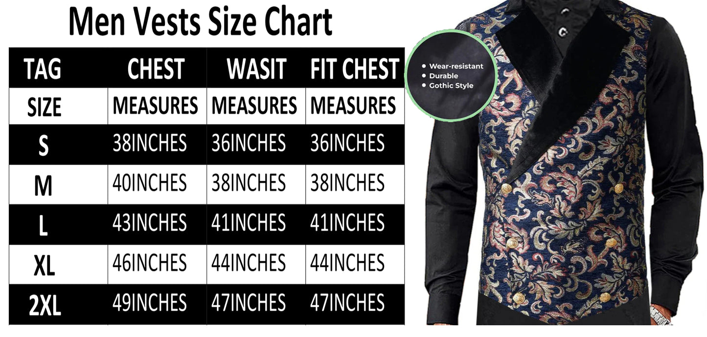 Gothic Men's Victorian Double Breasted Vest Gothic Steampunk Waistcoat