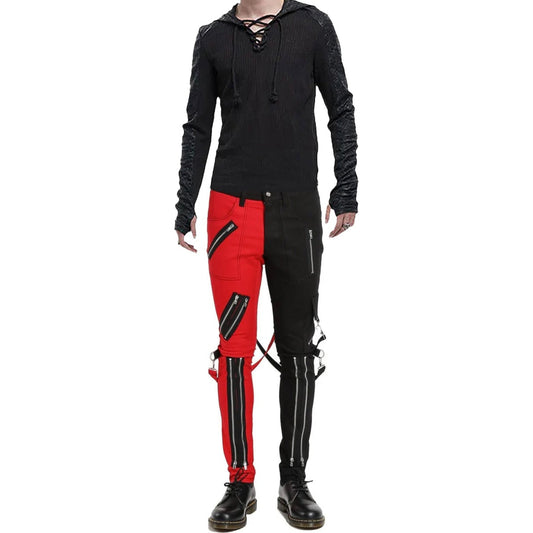 Men Gothic Split Leg Bondage Pant Rock Hard Trouser Heavy Weight Emo Pants