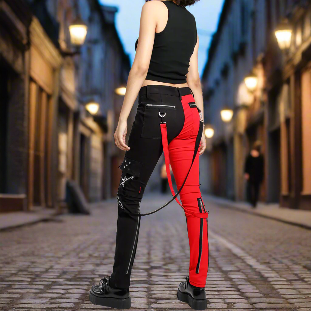 Men Gothic Split Leg Bondage Pant Rock Hard Trouser Heavy Weight Emo Pants