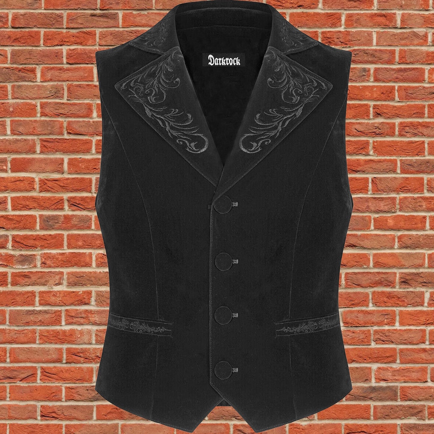 Mens Gothic Waistcoat Vest Black Velvet Embroidered Steampunk Vampire