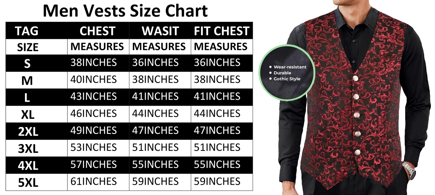 Premium Men's Designer Stylish Casual Brocade Red Vest /Usa Sizes