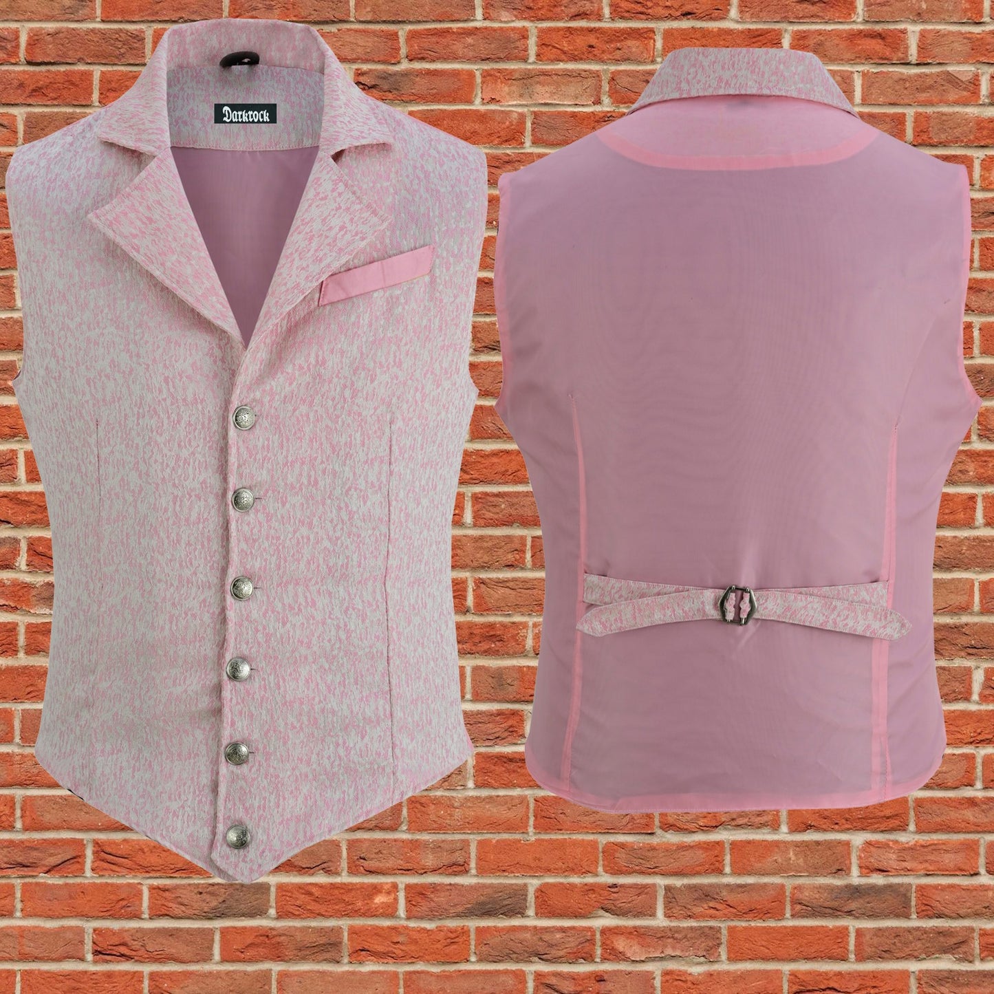 Handmade Pink Men's Victorian Suit Gentleman Vest Steampunk Gothic Waistcoat/Usa